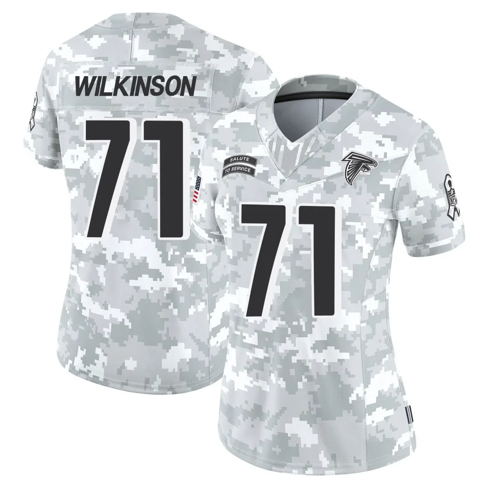 Elijah Wilkinson Atlanta Falcons Women's Nike 2024 Salute To Service Limited Arctic Camo Jersey Elijah Wilkinson Atlanta Falcons Women's Nike 2024 Salute To Service Limited Arctic Camo Jersey