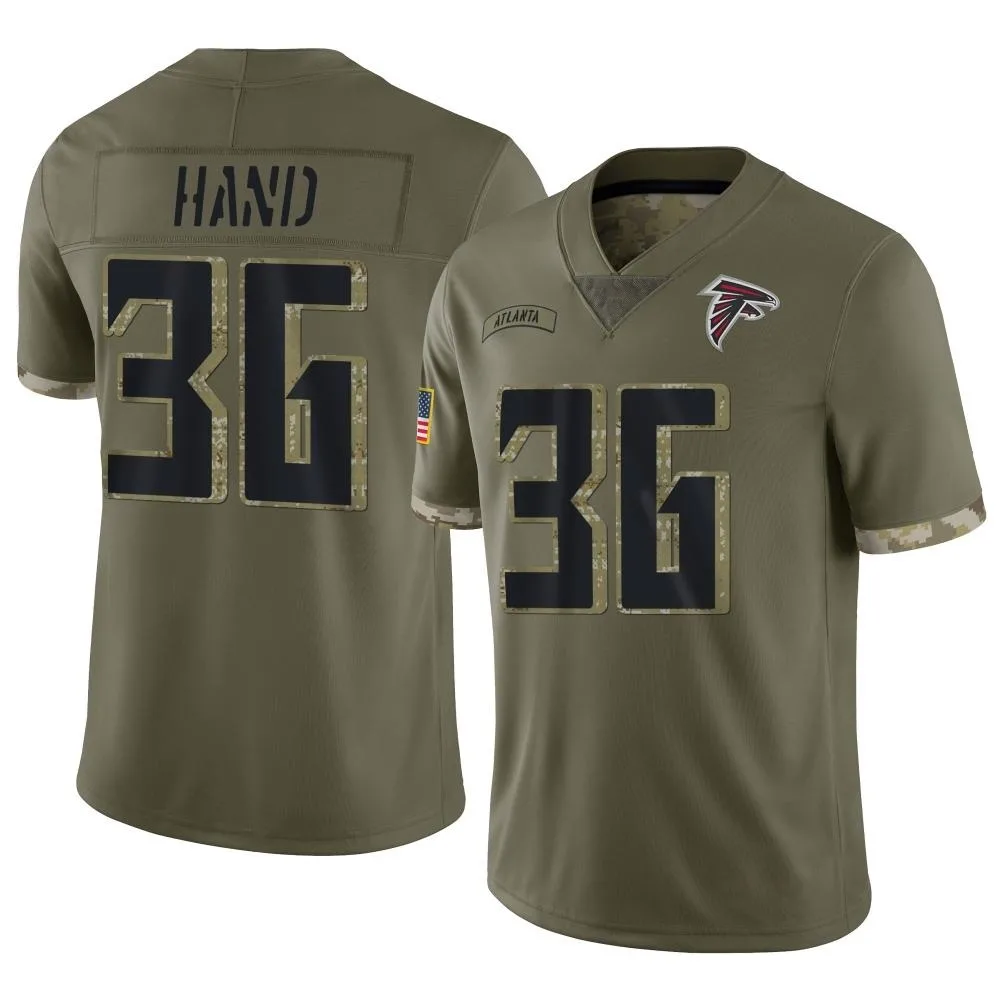 Harrison Hand Atlanta Falcons Men's Nike 2022 Salute To Service Limited Olive Jersey Harrison Hand Atlanta Falcons Men's Nike 2022 Salute To Service Limited Olive Jersey