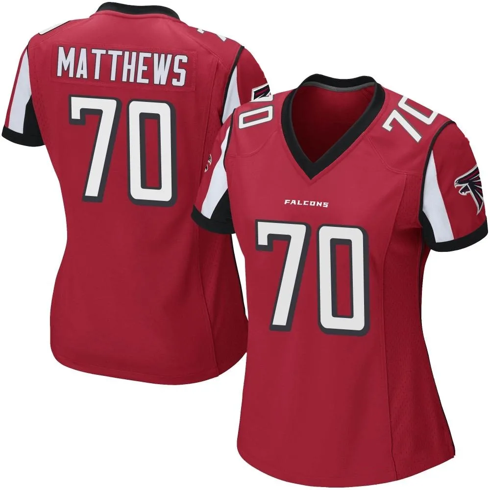 Jake Matthews Atlanta Falcons Women's Nike Team Color Game Red Jersey Jake Matthews Atlanta Falcons Women's Nike Team Color Game Red Jersey