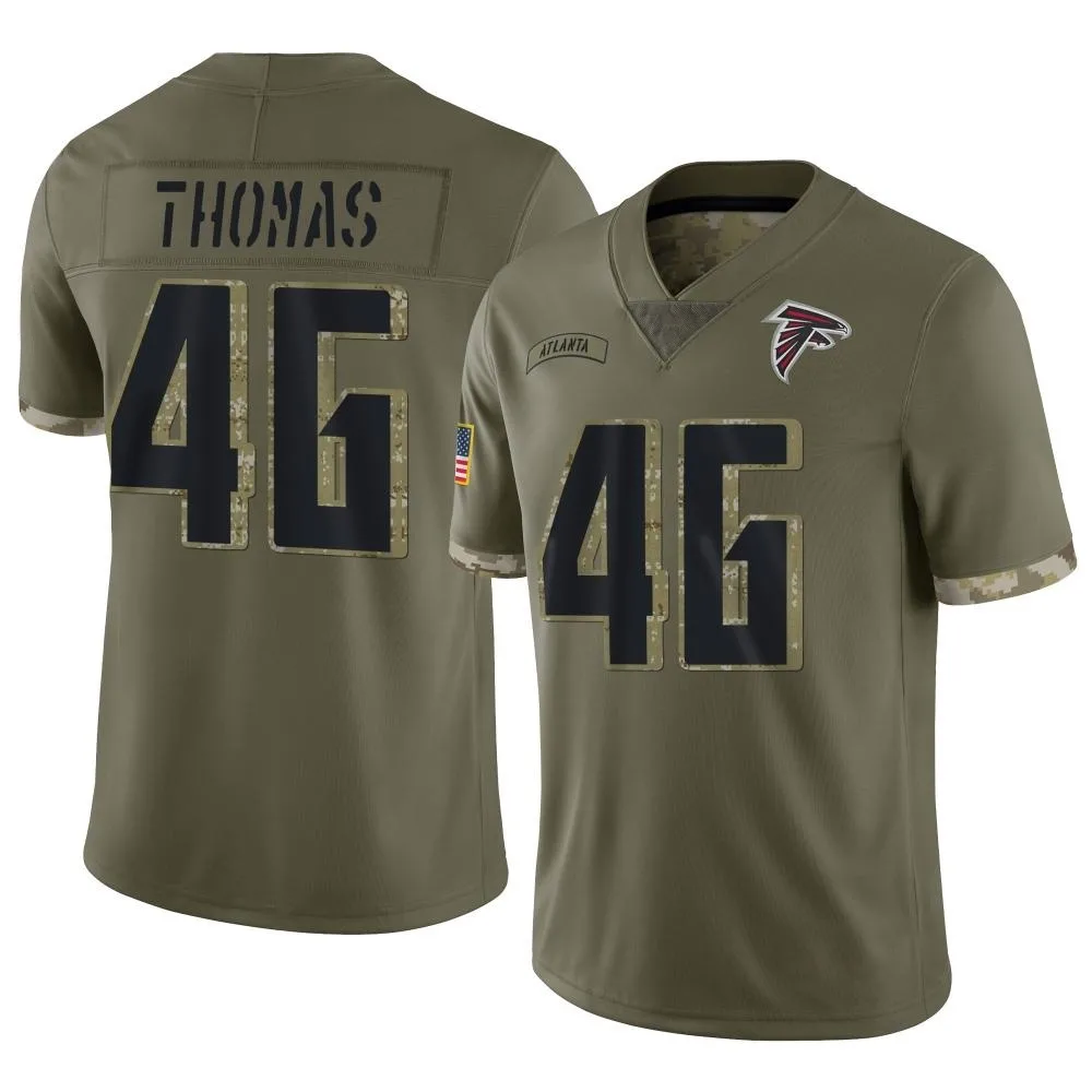 Jordan Thomas Atlanta Falcons Men's Nike 2022 Salute To Service Limited Olive Jersey Jordan Thomas Atlanta Falcons Men's Nike 2022 Salute To Service Limited Olive Jersey
