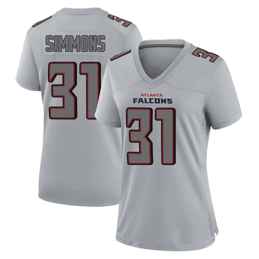 Justin Simmons Atlanta Falcons Women's Nike Atmosphere Fashion Game Gray Jersey Justin Simmons Atlanta Falcons Women's Nike Atmosphere Fashion Game Gray Jersey