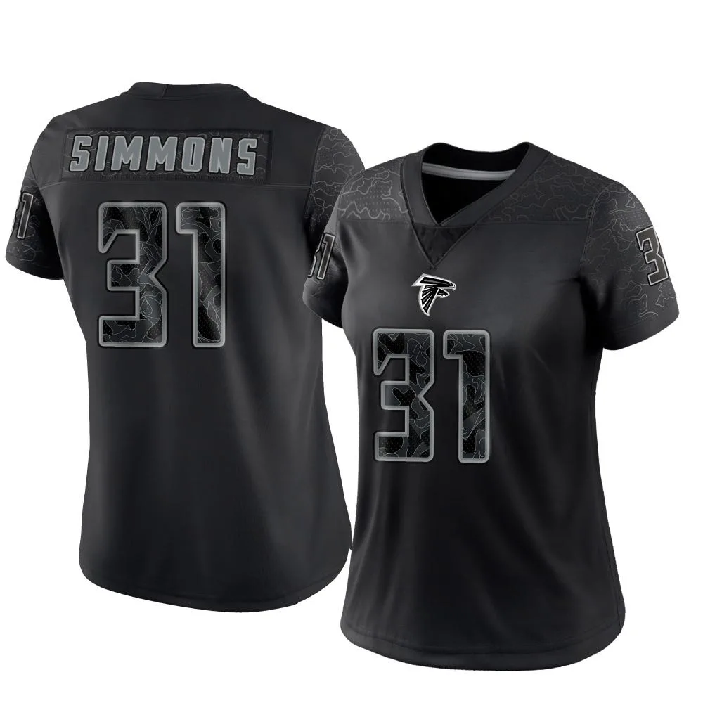 Justin Simmons Atlanta Falcons Women's Nike Reflective Limited Black Jersey Justin Simmons Atlanta Falcons Women's Nike Reflective Limited Black Jersey