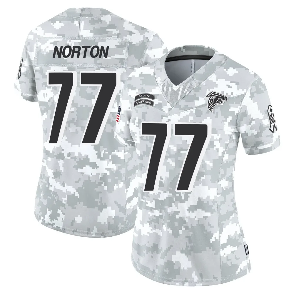 Storm Norton Atlanta Falcons Women's Nike 2024 Salute To Service Limited Arctic Camo Jersey Storm Norton Atlanta Falcons Women's Nike 2024 Salute To Service Limited Arctic Camo Jersey
