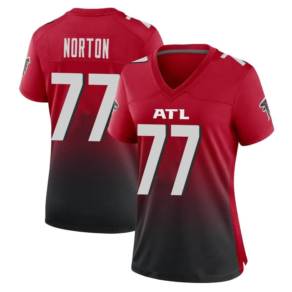 Storm Norton Atlanta Falcons Women's Nike 2nd Alternate Game Red Jersey Storm Norton Atlanta Falcons Women's Nike 2nd Alternate Game Red Jersey